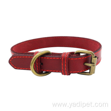 Pure cowhide pet leather collar pet collar bronze hardware accessories collar wholesale pet supplies